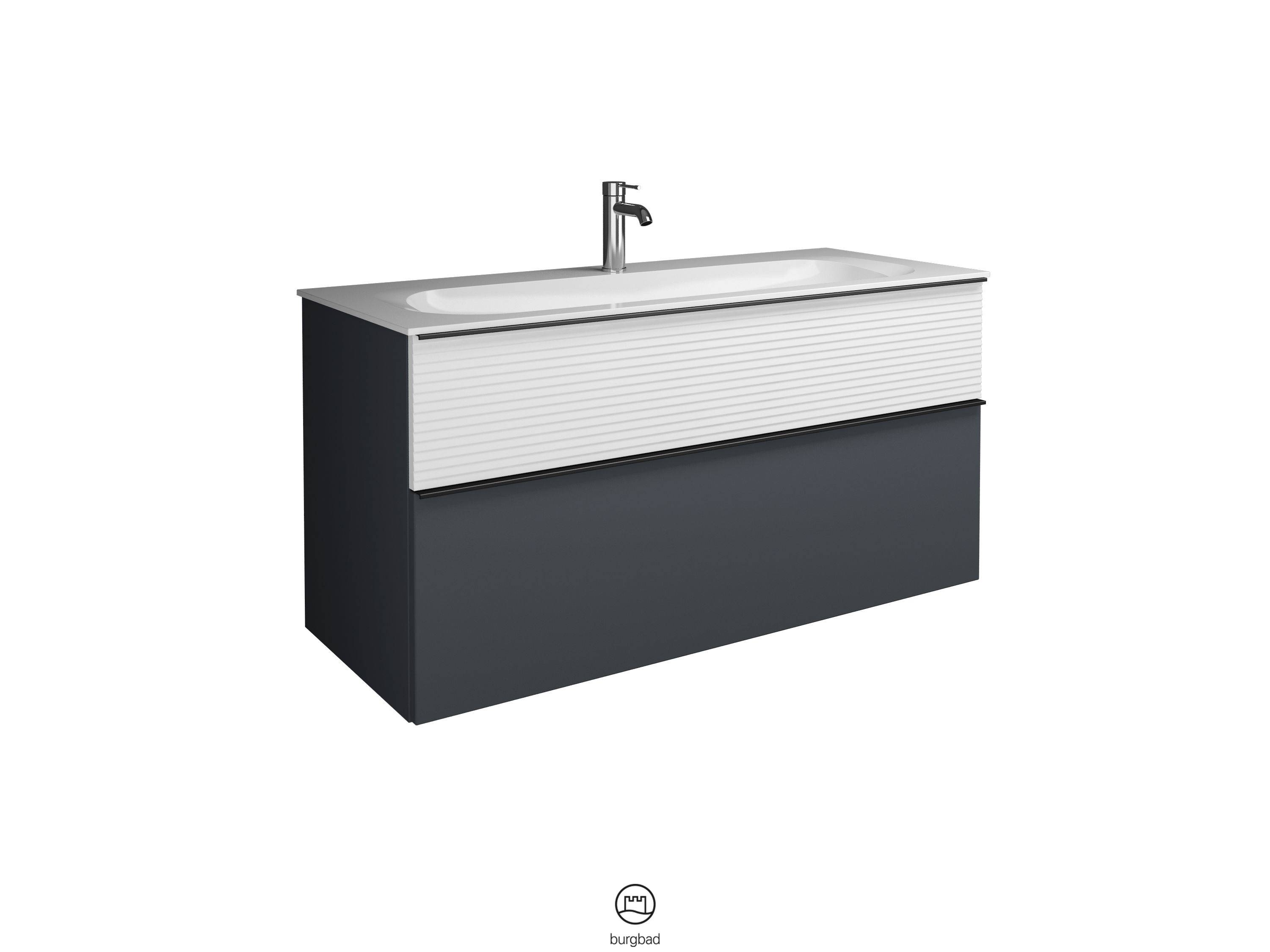 burgbad Fiumo Waschtisch mit Waschtischunterschrank Graphit Softmatt/weiß matt