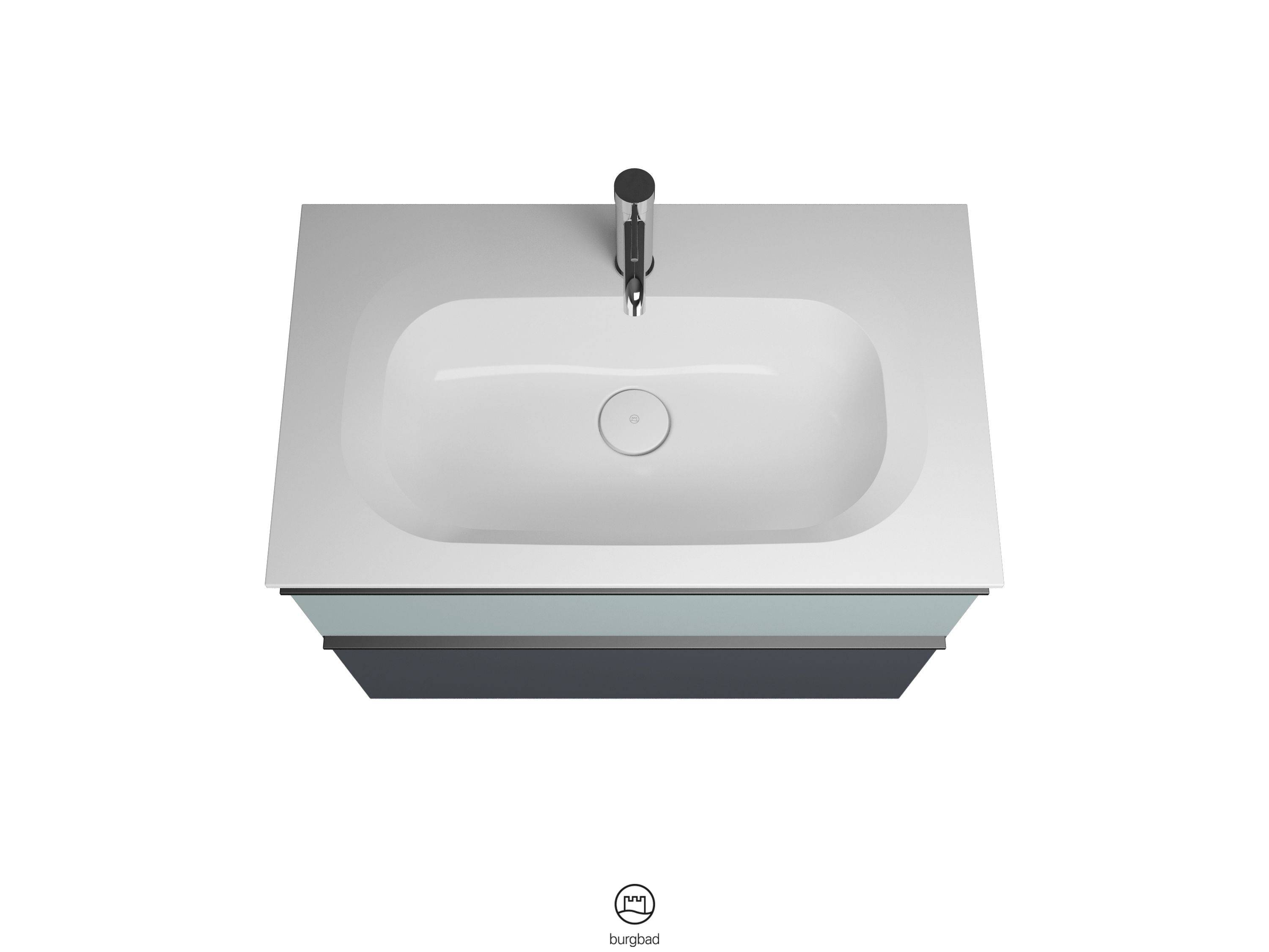 burgbad Fiumo Waschtisch mit Waschtischunterschrank Graphit Softmatt/eisblau softmatt