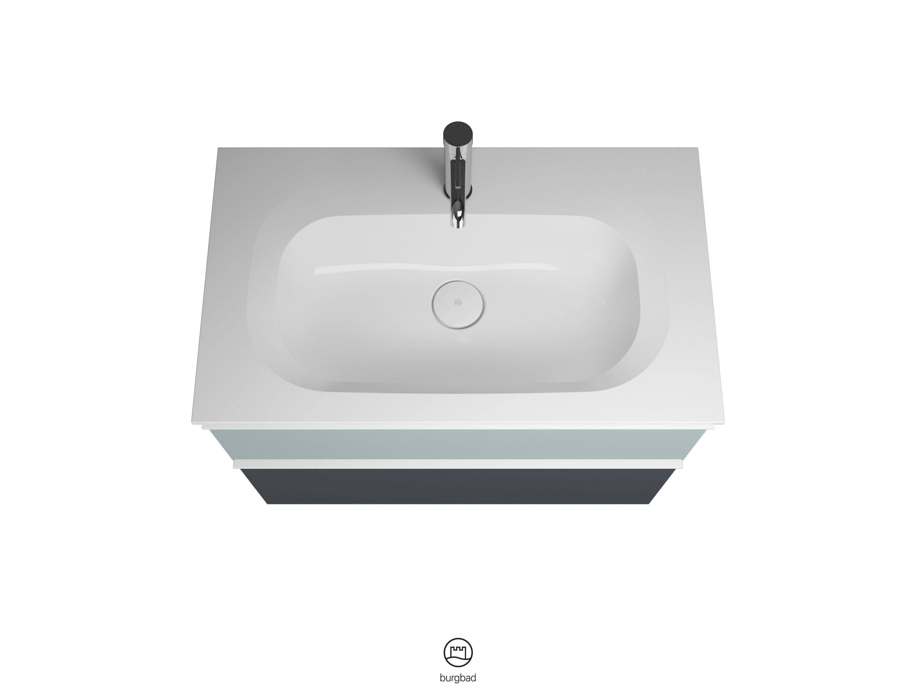 burgbad Fiumo Waschtisch mit Waschtischunterschrank Graphit Softmatt/eisblau softmatt