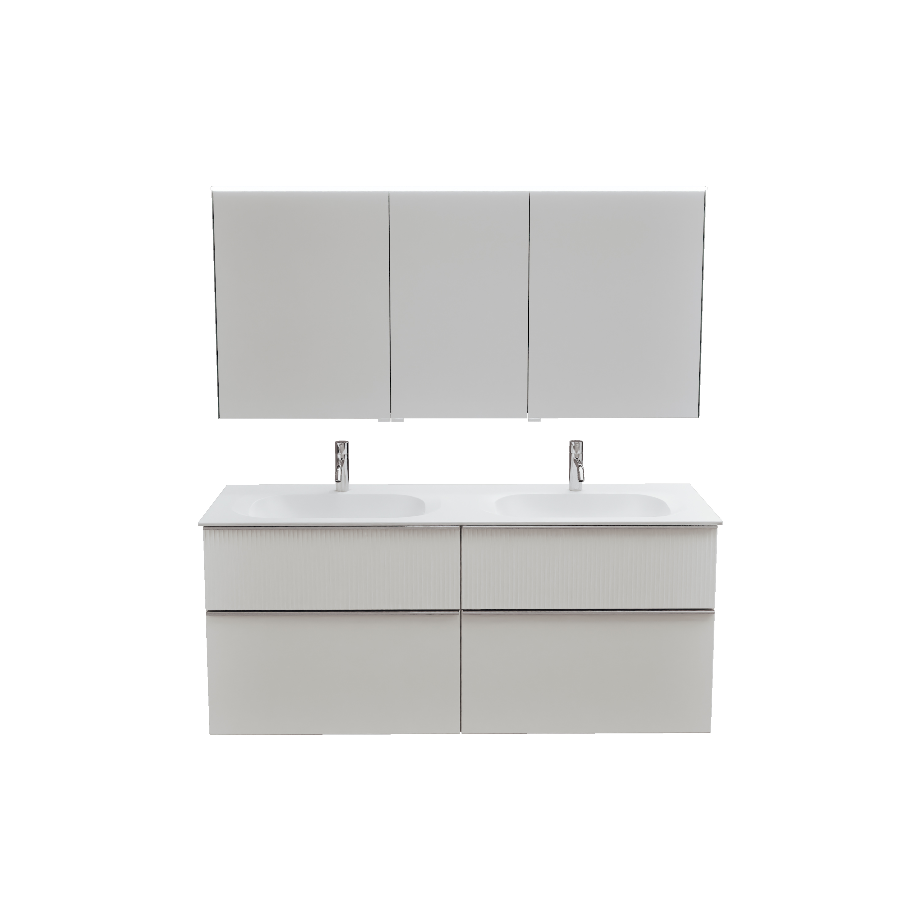 burgbad Fiumo 2.0 Badmöbel-Set 1420mm Weiß Matt, Griff Chrom G0146