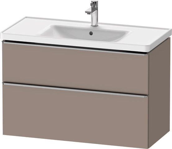 Duravit D-Neo Waschtischunterbau wandhängend mit Möbelgriff Edelstahl gebürstet