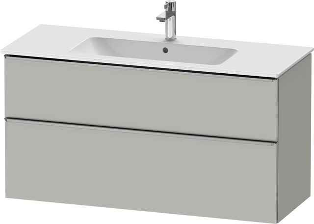 Duravit D-Neo Waschtischunterbau wandhängend mit Möbelgriff Edelstahl gebürstet
