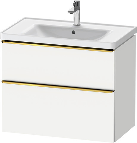 Duravit D-Neo Waschtischunterbau wandhängend mit Möbelgriff Gold poliert