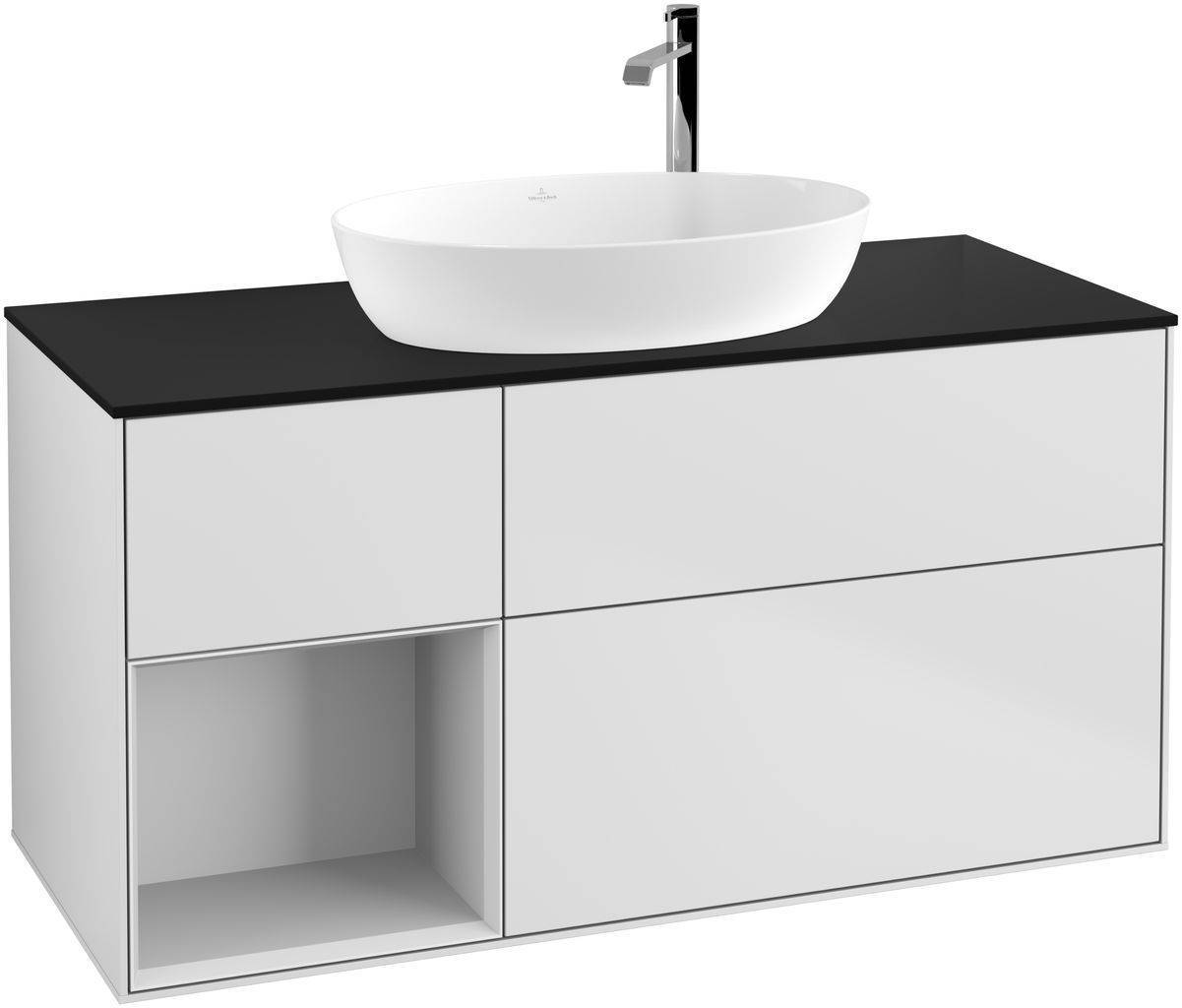 Villeroy & Boch Finion Waschtischunterschrank 1200 x 603 x 501mm, Abdeckplatte schwarz matt