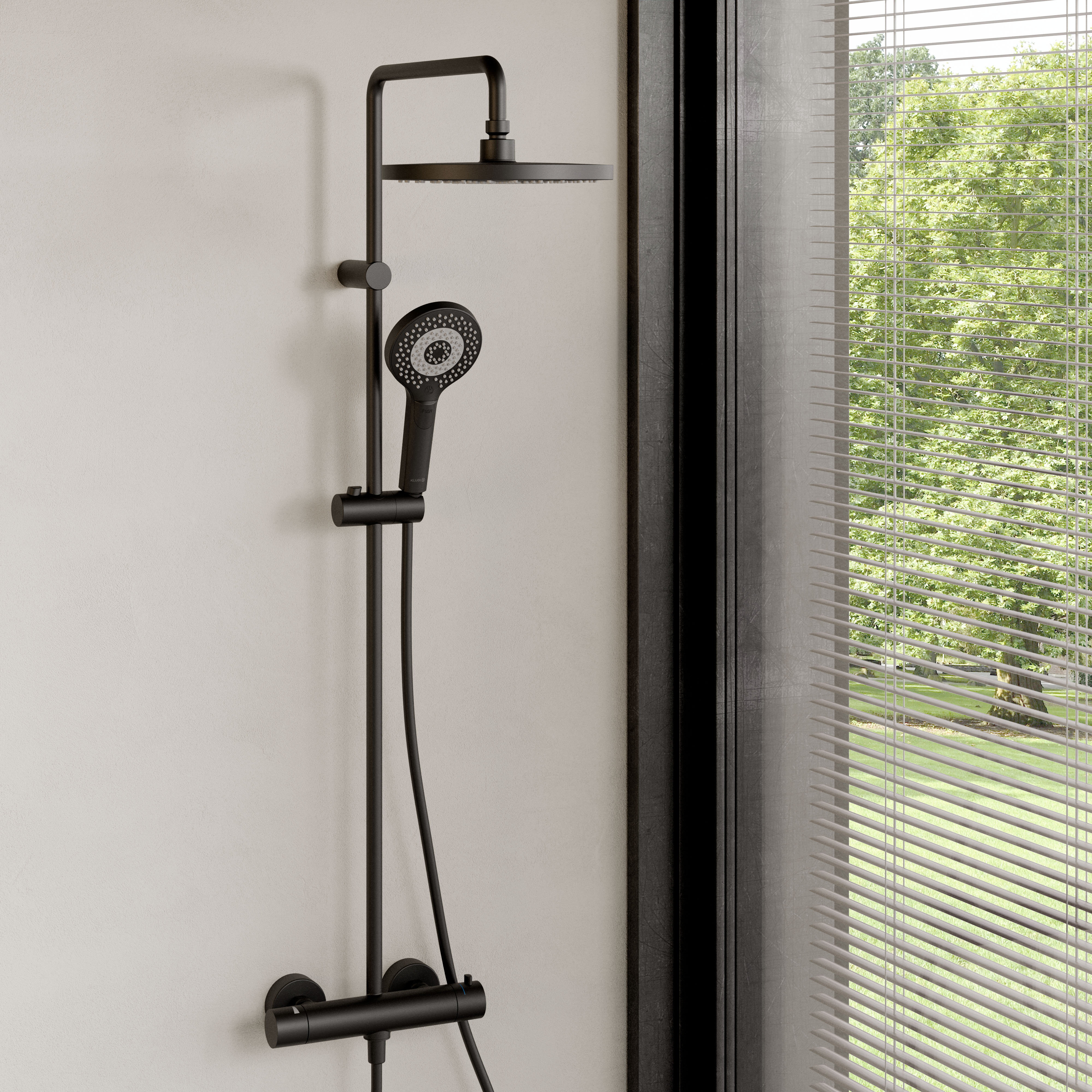 KLUDI X1 3S Thermostat Dual Shower System schwarz matt