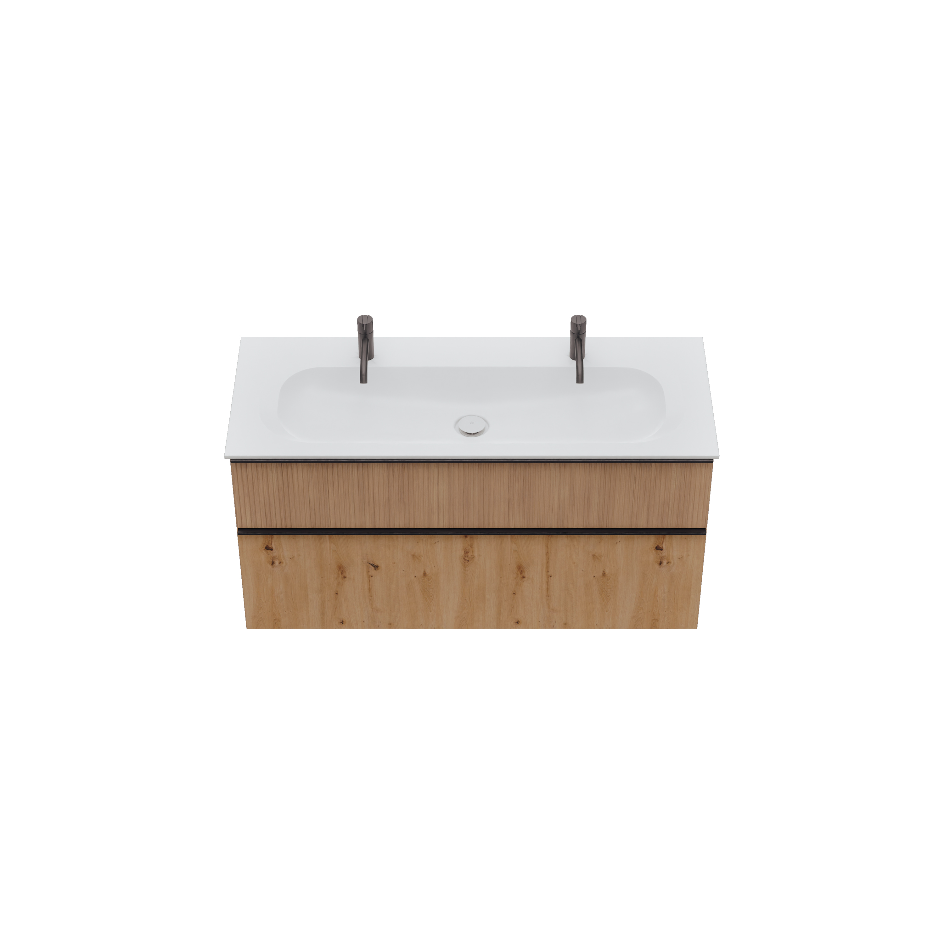 burgbad Fiumo 2.0 Badmöbel-Set 1220mm Eiche Dekor Urban, Griff Schwarz Matt G0200