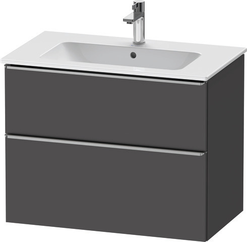 Duravit D-Neo Waschtischunterbau wandhängend mit Möbelgriff Edelstahl gebürstet
