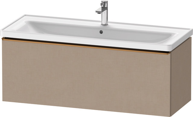 Duravit D-Neo Waschtischunterbau wandhängend mit Möbelgriff Bronze gebürstet