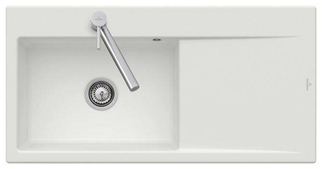 Villeroy & Boch Subway Style 60 Spülbecken, Becken links, mit Ablauf- garnitur mit Handbetätigung, 1000 x 510mm