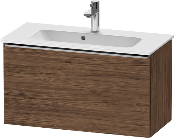Duravit D-Neo Waschtischunterbau wandhängend mit Möbelgriff Edelstahl gebürstet