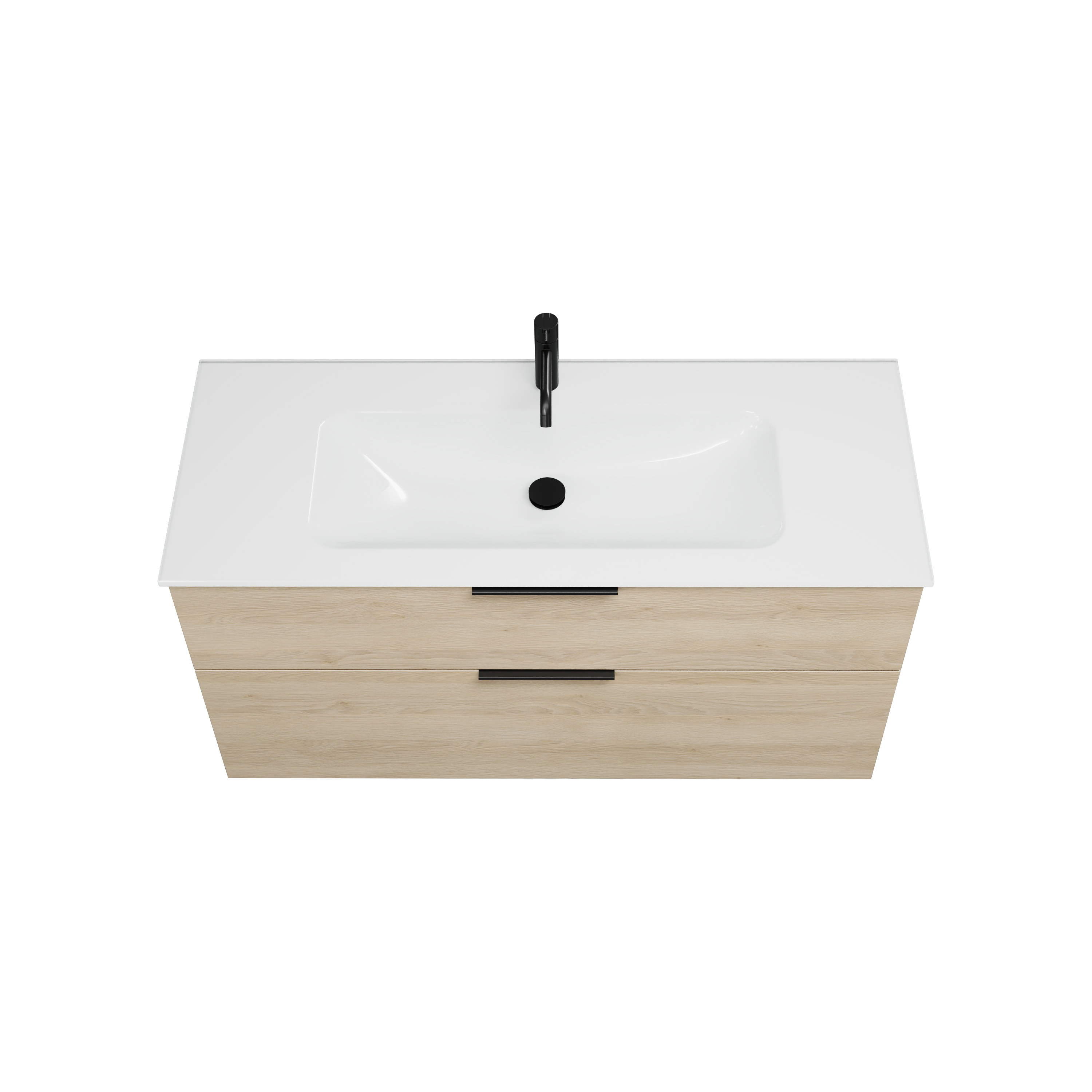 burgbad Eqio Badmöbel-Set SEYX122 mit Glas-Waschtisch, Eiche Dekor Cashmere/Weiß