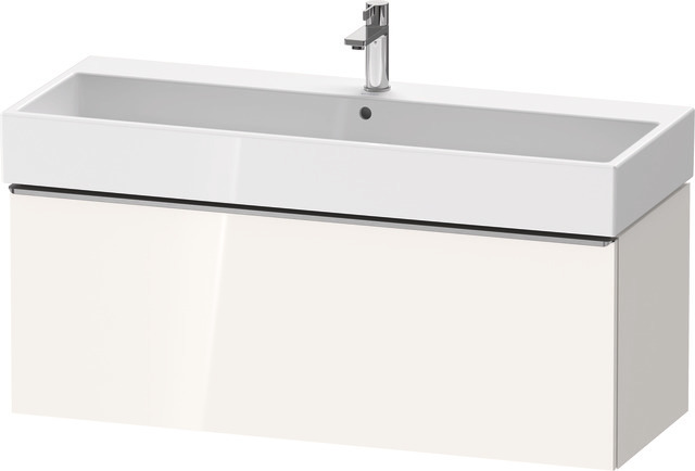 Duravit D-Neo Waschtischunterbau wandhängend mit Möbelgriff Edelstahl gebürstet