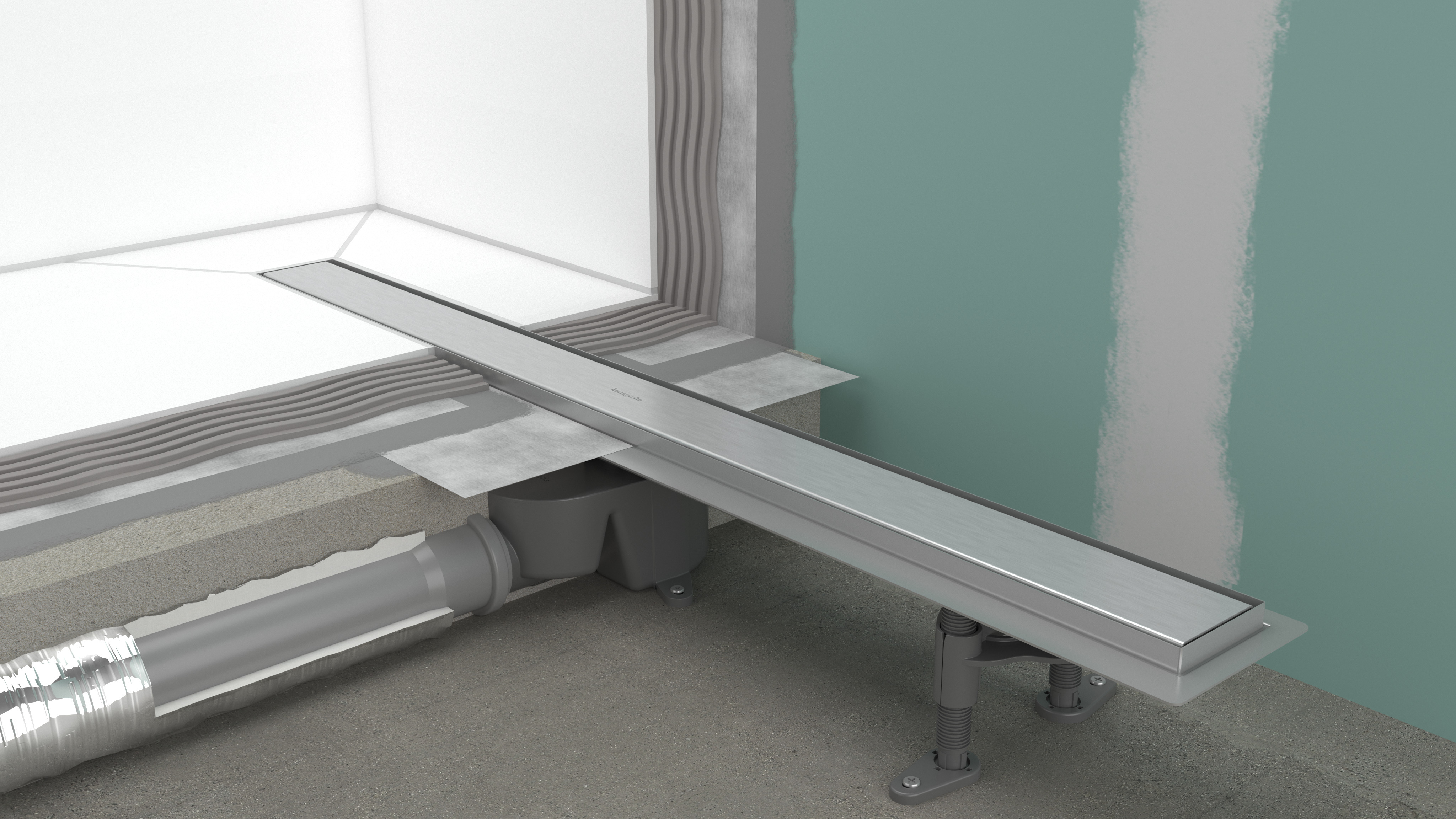 RainDrain Go Komplettset Duschrinne 700  rückseitig befliesbar für Standard-/flache Installation