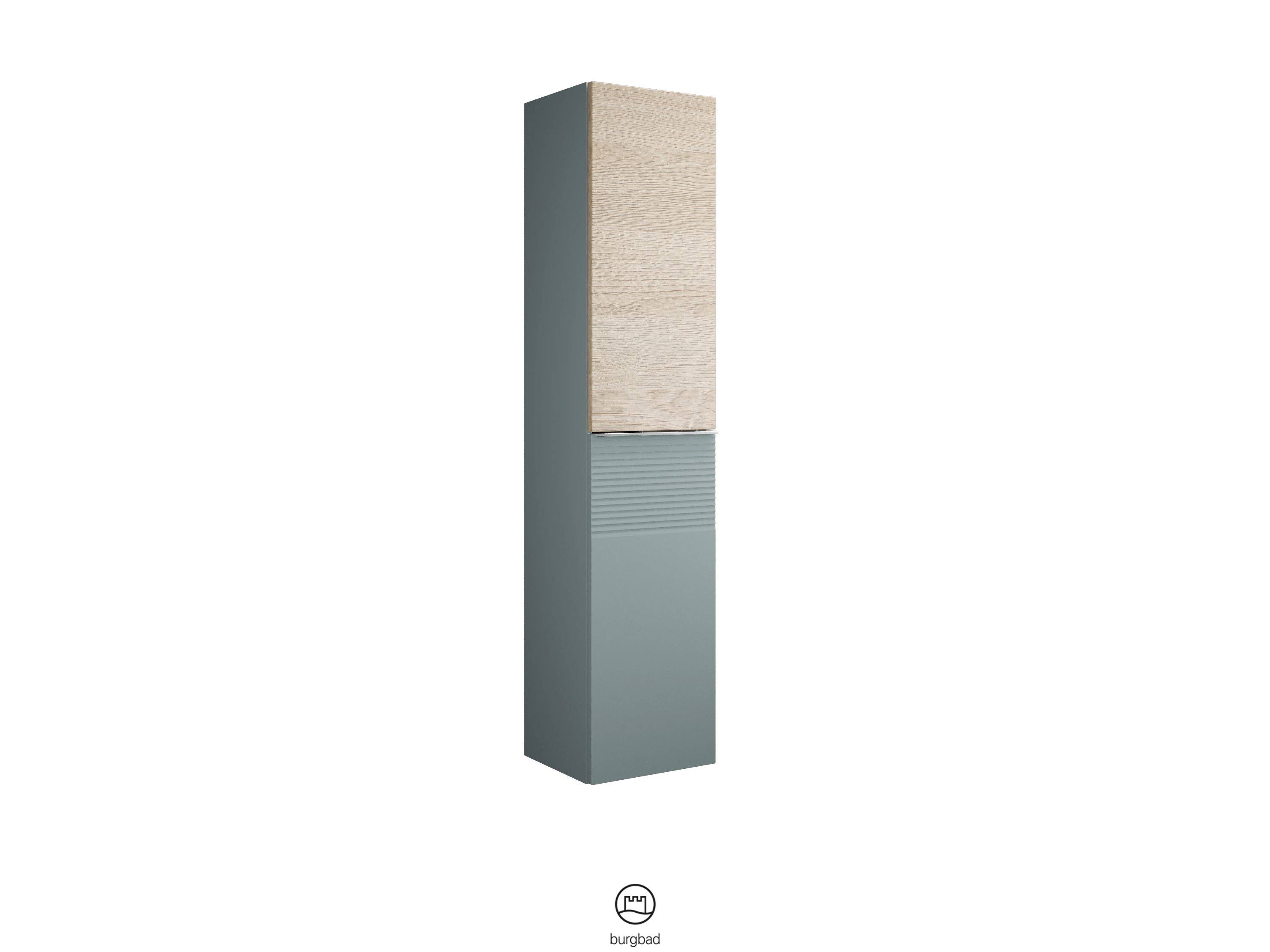 burgbad Fiumo Hochschrank mit Plisseestruktur unten 1600x350x320 Eisblau Softmatt