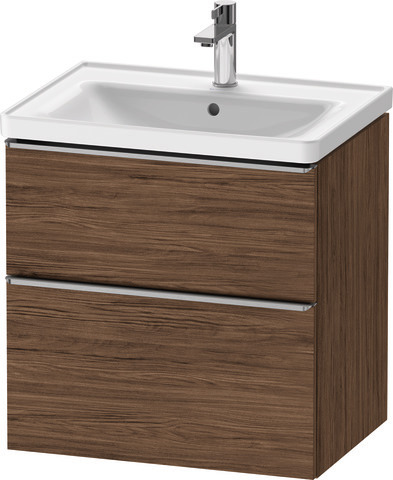 Duravit D-Neo Waschtischunterbau wandhängend mit Möbelgriff Edelstahl gebürstet