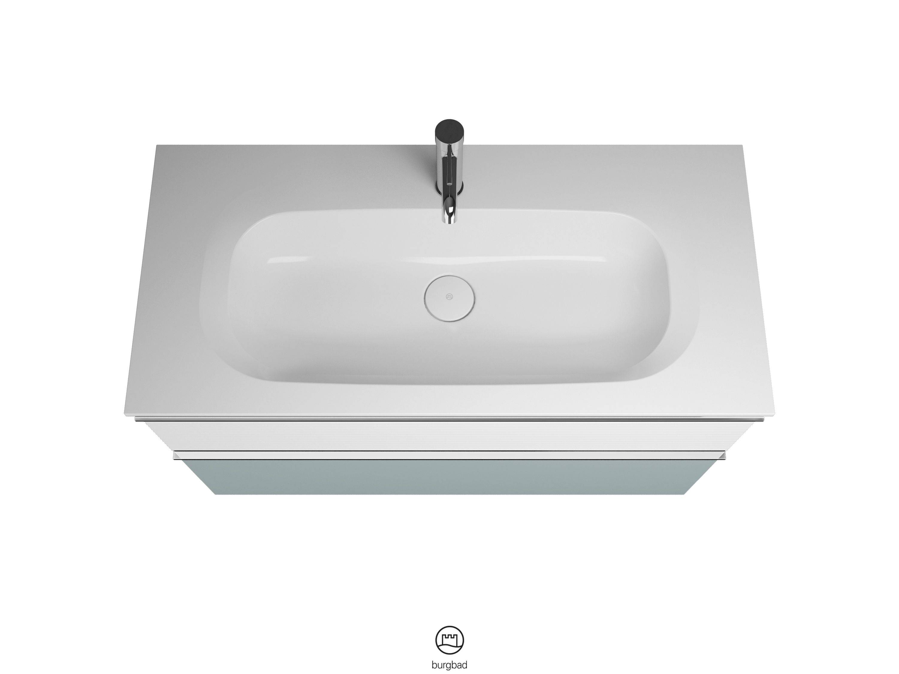 burgbad Fiumo Waschtisch mit Waschtischunterschrank Eisblau Softmatt/weiß matt