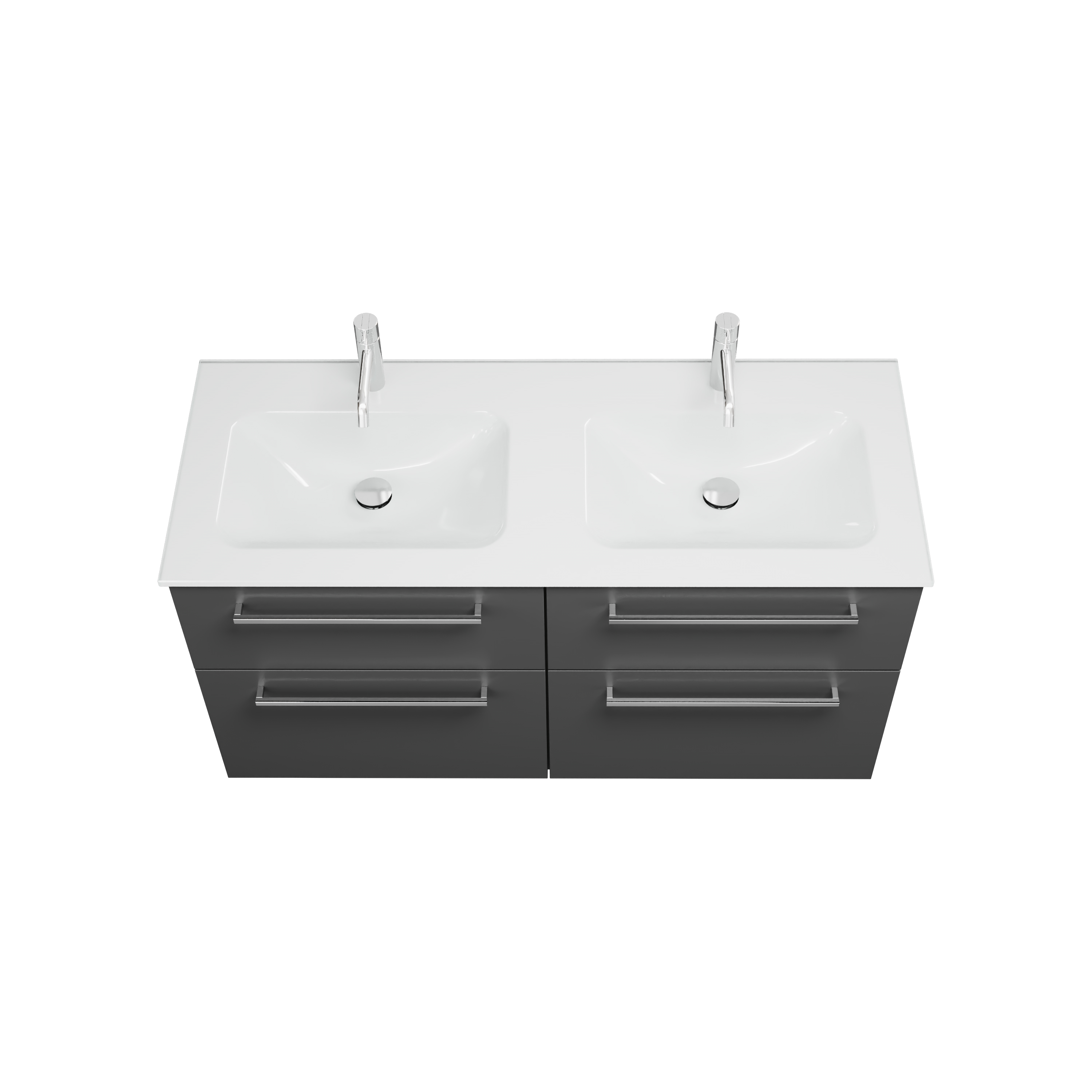 burgbad Eqio Badmöbel-Set SEYY122 mit Glas-Waschtisch, Dunkelgrau Matt/Weiß