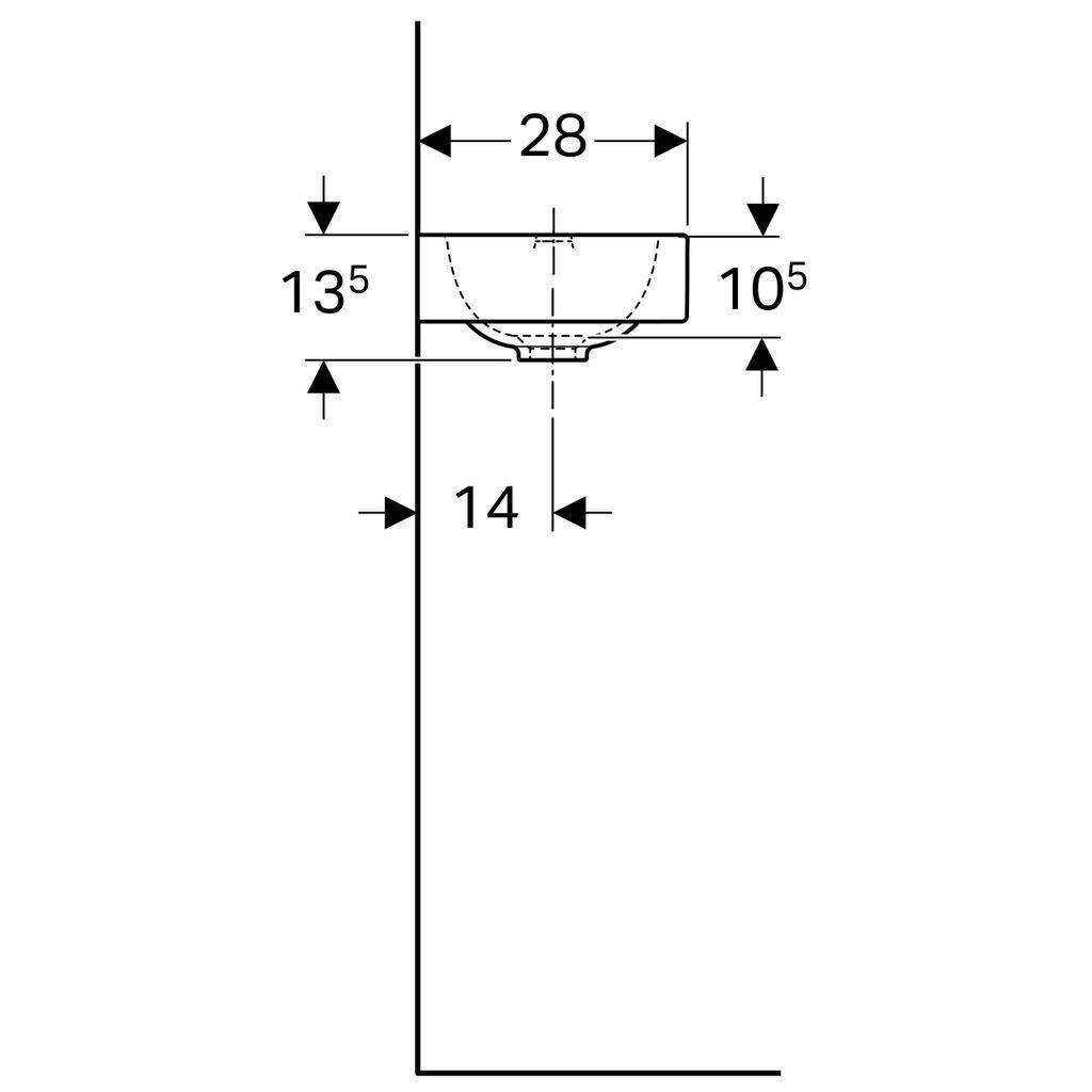 iCon xs Handwaschbecken, asymmetrisch, 380 x 280mm, mit Hahnloch links