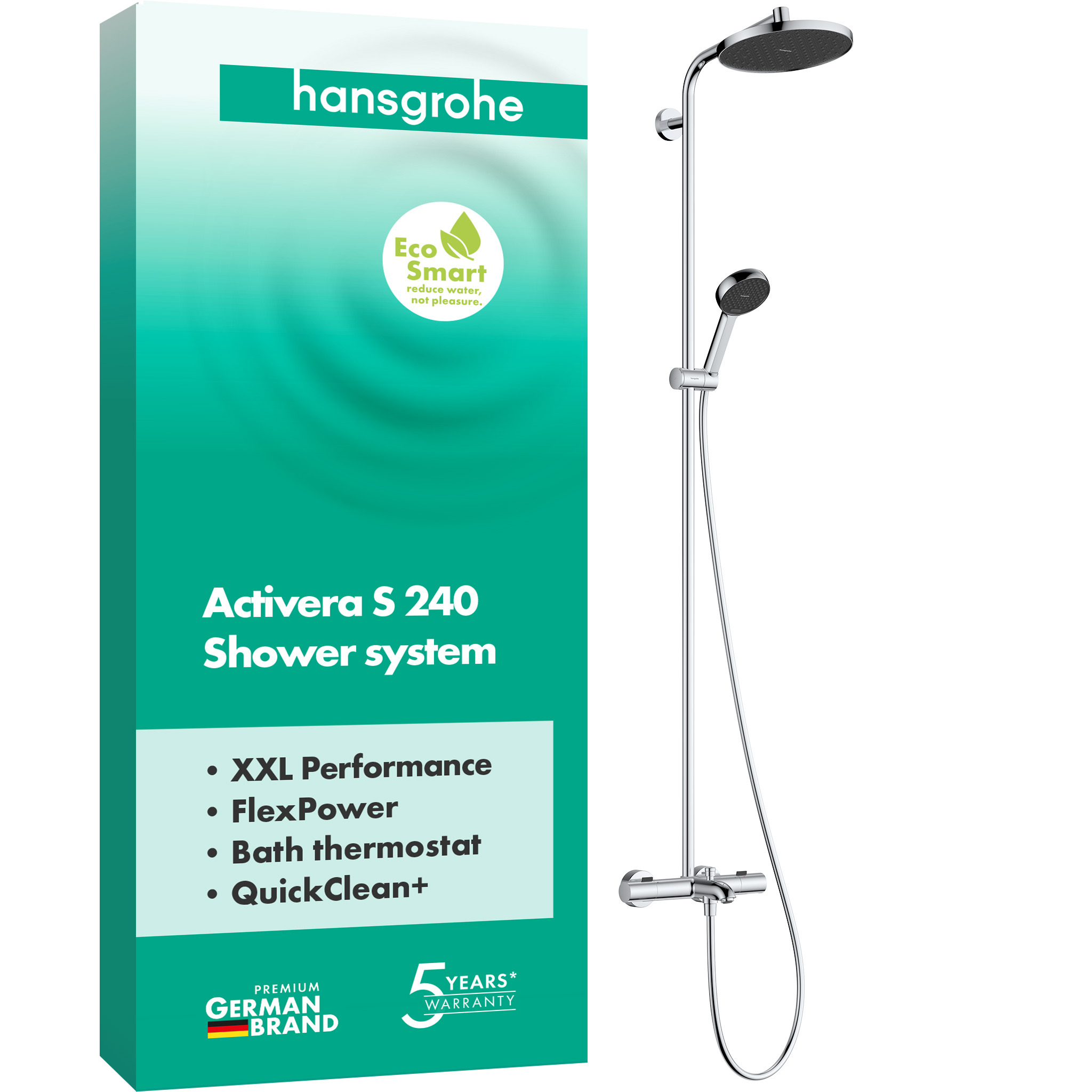 Activera S shower system 240 1 spray type water-saving with bath thermostat Ecostat Fine
