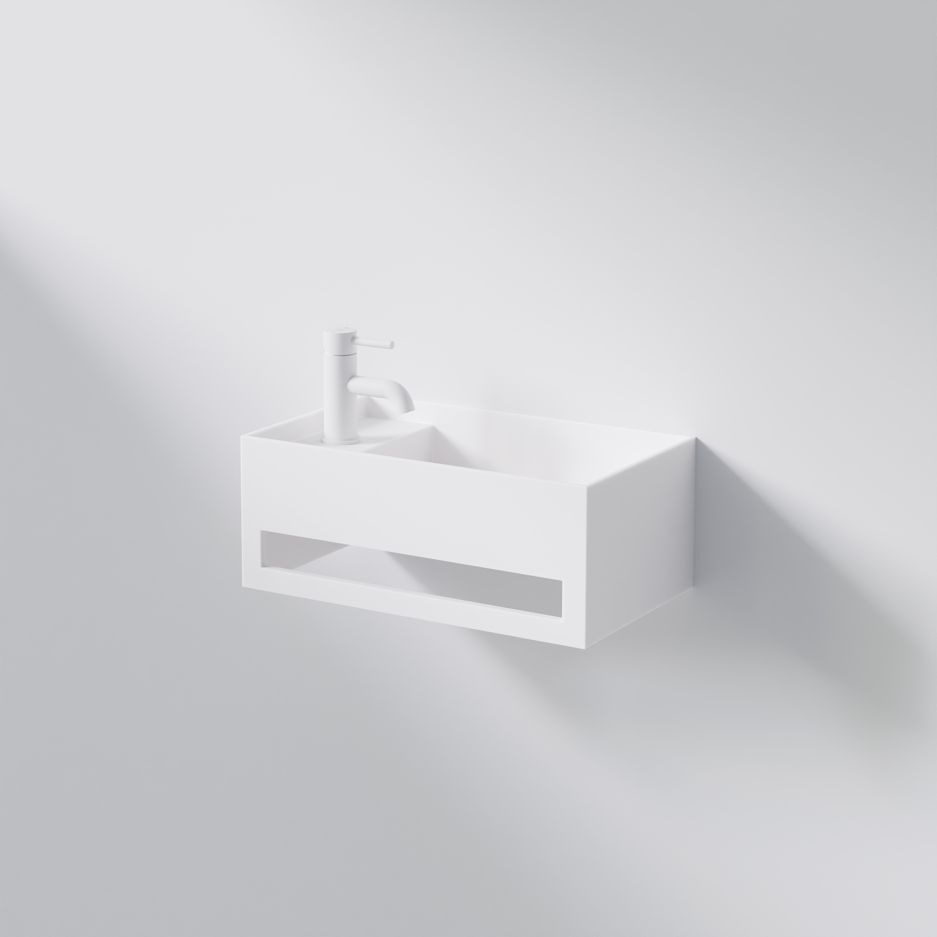 Steinberg Serie 440 Wand-Waschtisch Hahnloch links