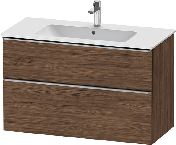 Duravit D-Neo Waschtischunterbau wandhängend mit Möbelgriff Edelstahl gebürstet