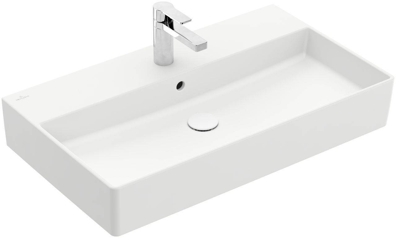 Villeroy & Boch Memento 2.0 Waschtisch, Wandbefestigung, 800 x 470mm, mit Hahnloch, mit Überlauf