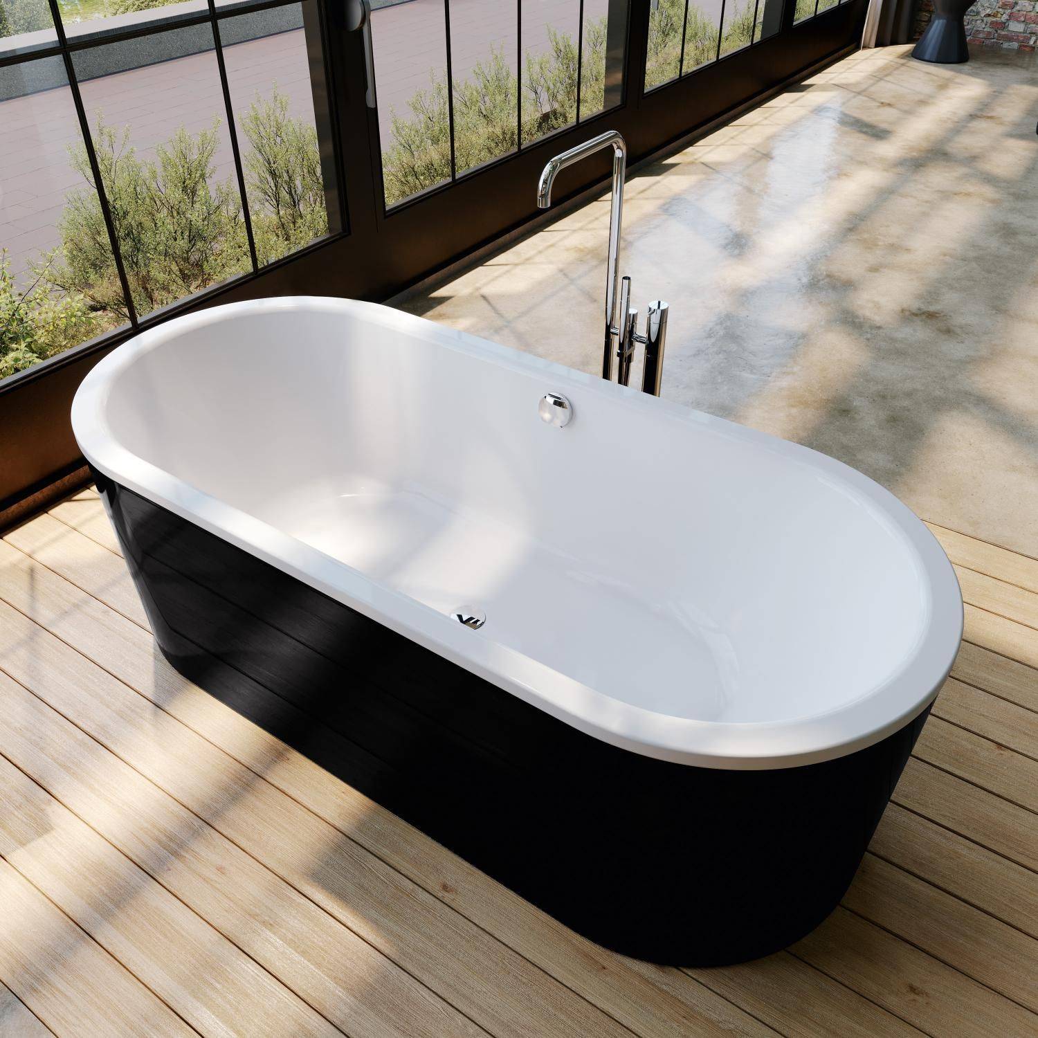 Classic Duo Oval freestanding bath; model 111-7; 1800 x 800 x 420mm, white/black