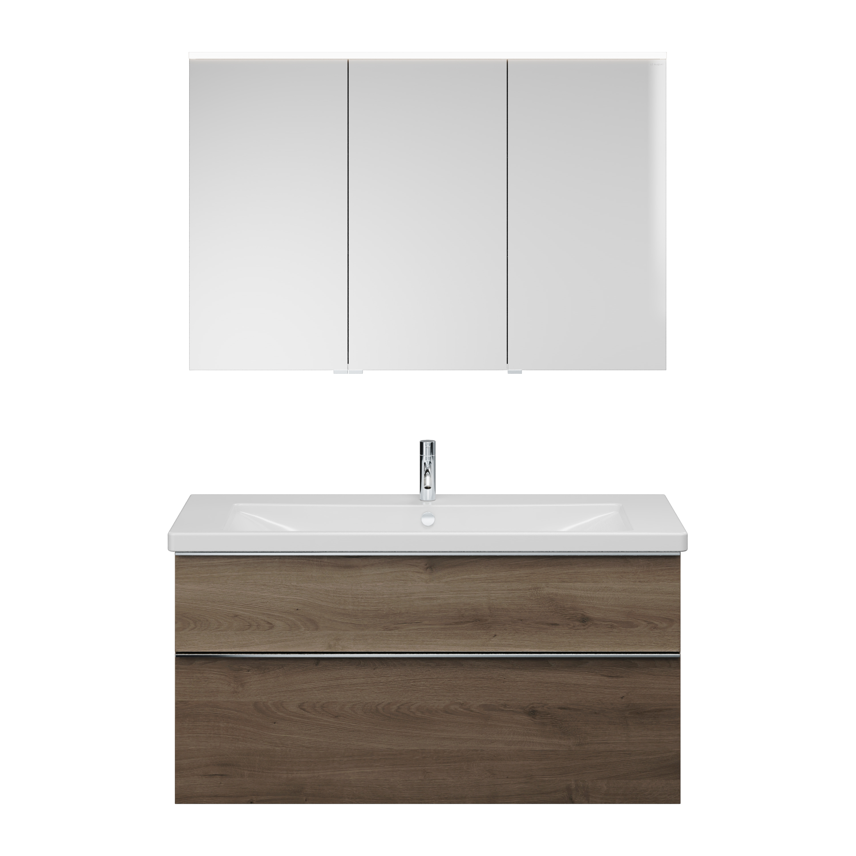 burgbad Eqio Badmöbel-Set SFAN123L Eiche Dekor Caramel/Alpinweiss