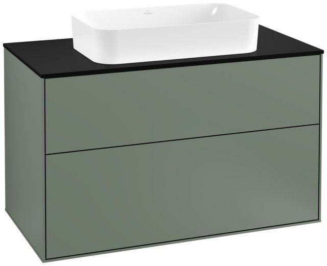 Villeroy & Boch Finion Waschtischunterschrank 1000 x 603 x 501mm, Abdeckplatte schwarz matt