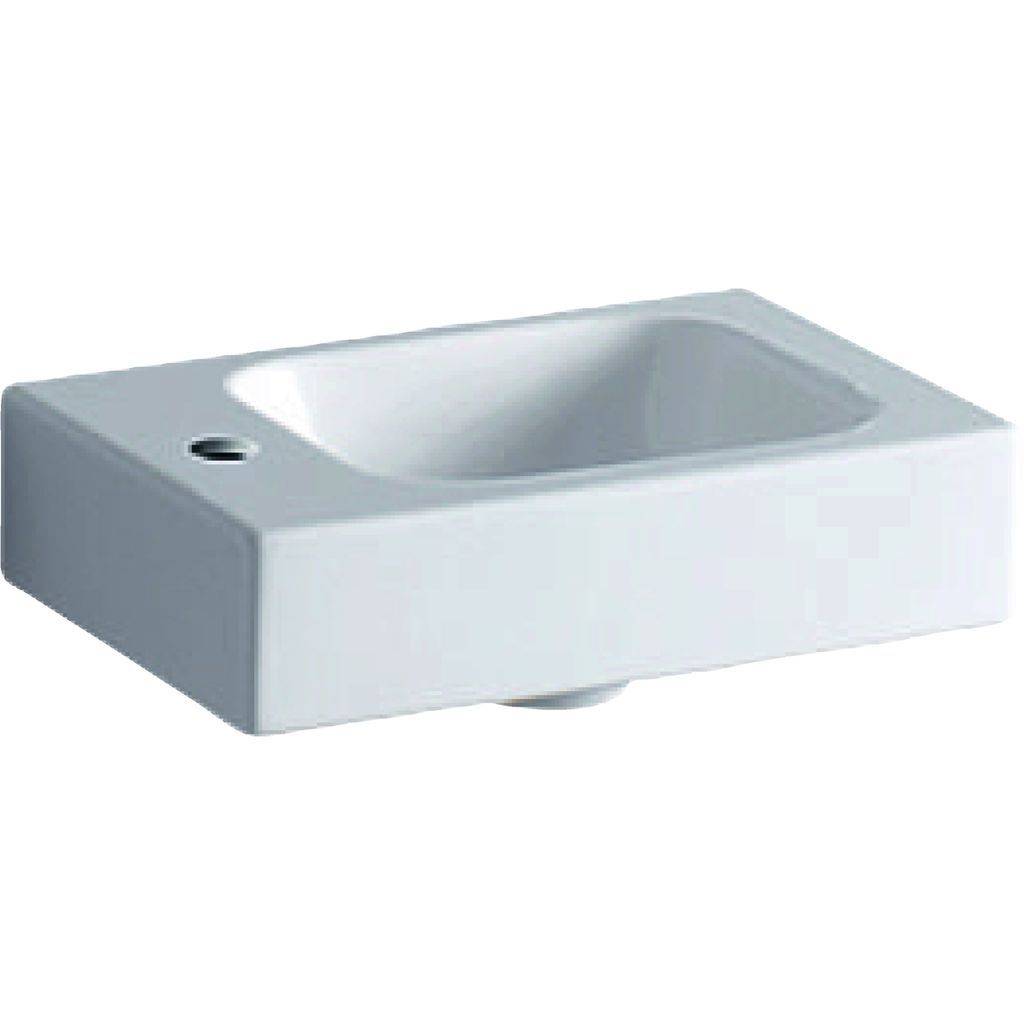 iCon xs Handwaschbecken, asymmetrisch, 380 x 280mm, mit Hahnloch links