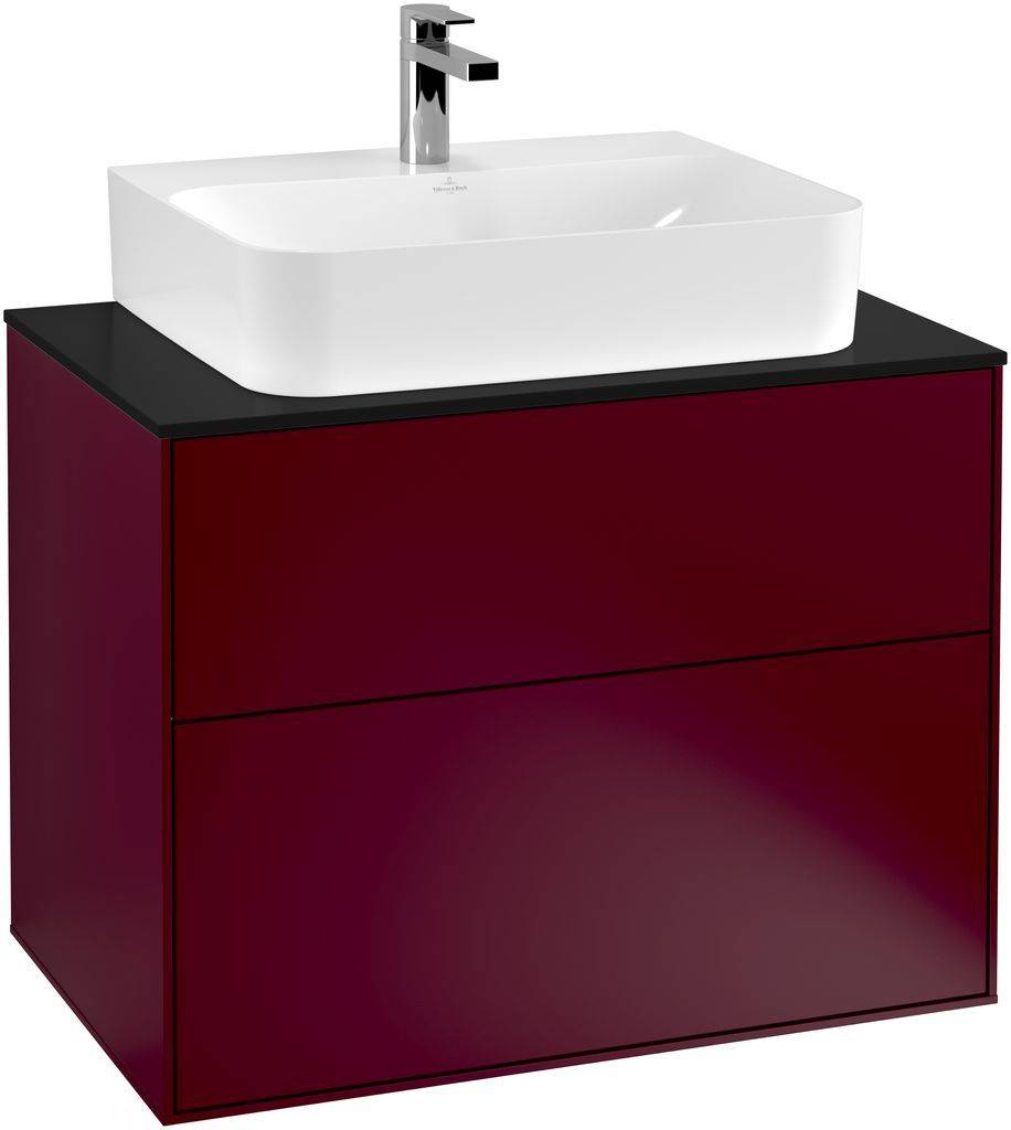 Villeroy & Boch Finion Waschtischunterschrank 800 x 603 x 501mm, Abdeckplatte schwarz matt