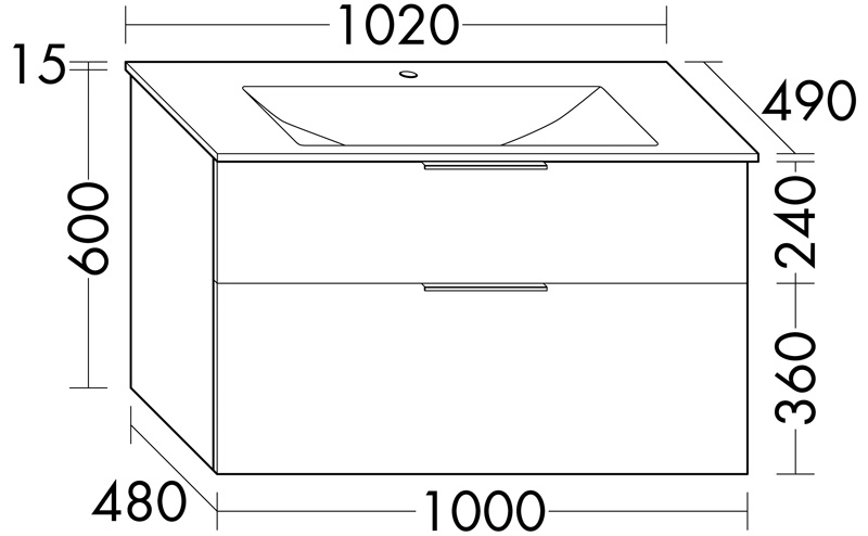 Eqio Badmöbel-Set SEYX102 mit Glas-Waschtisch, Eiche Dekor Urban/Weiß