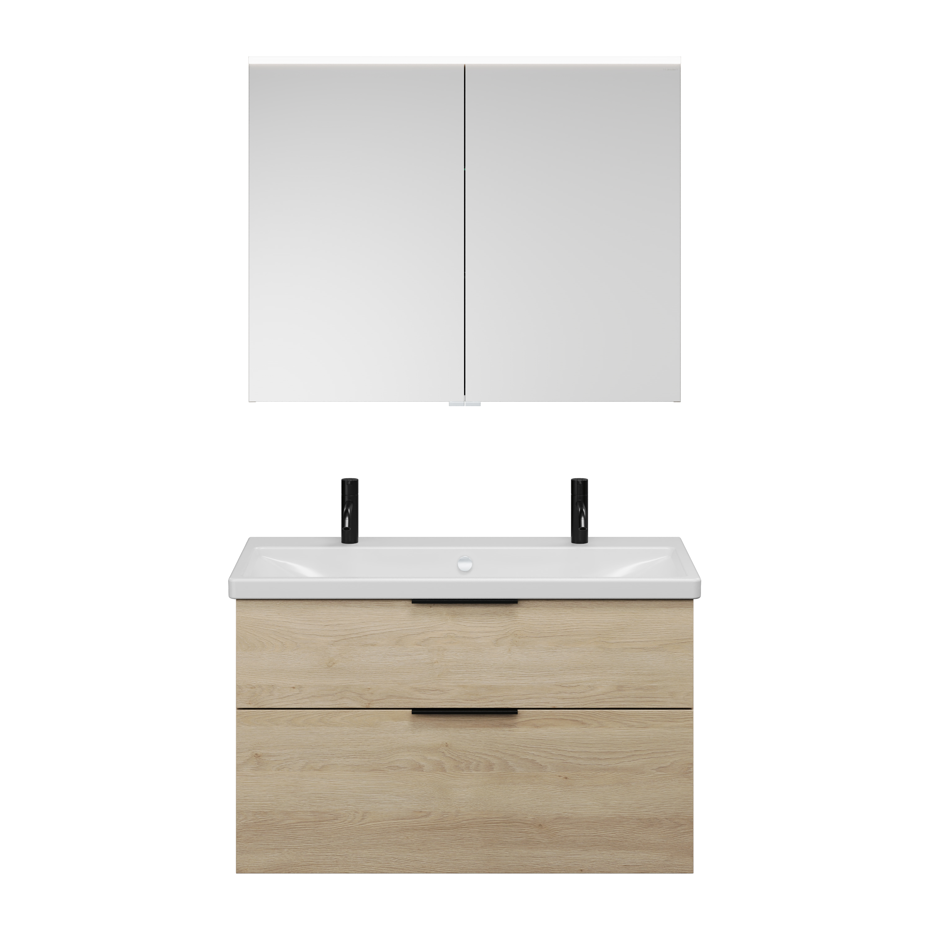burgbad Eqio Badmöbel-Set SFAO103 Eiche Dekor Cashmere/Alpinweiss