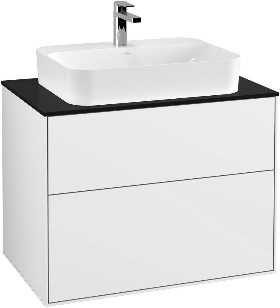 Villeroy & Boch Finion Waschtischunterschrank 800 x 603 x 501mm, Abdeckplatte schwarz matt