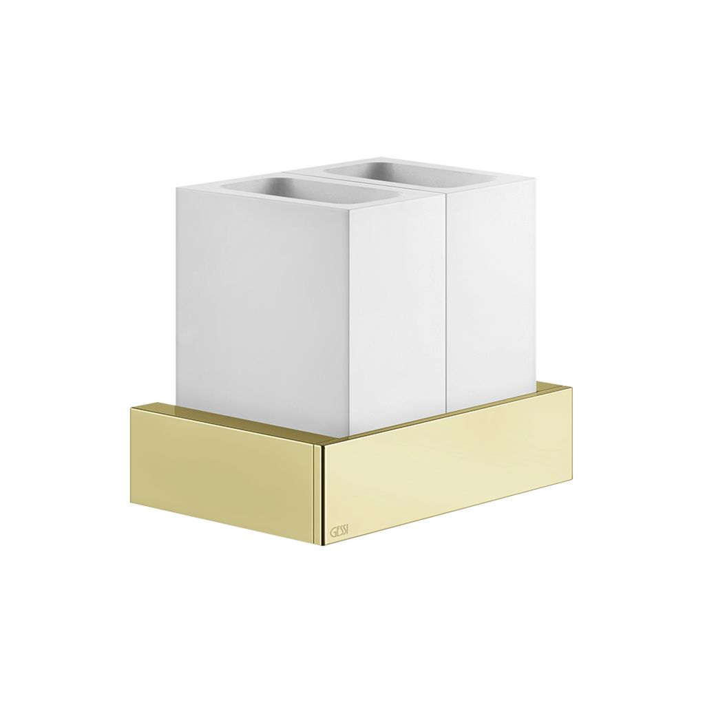 Gessi Rettangolo Wand-Doppel-Glashalter Becher weiß