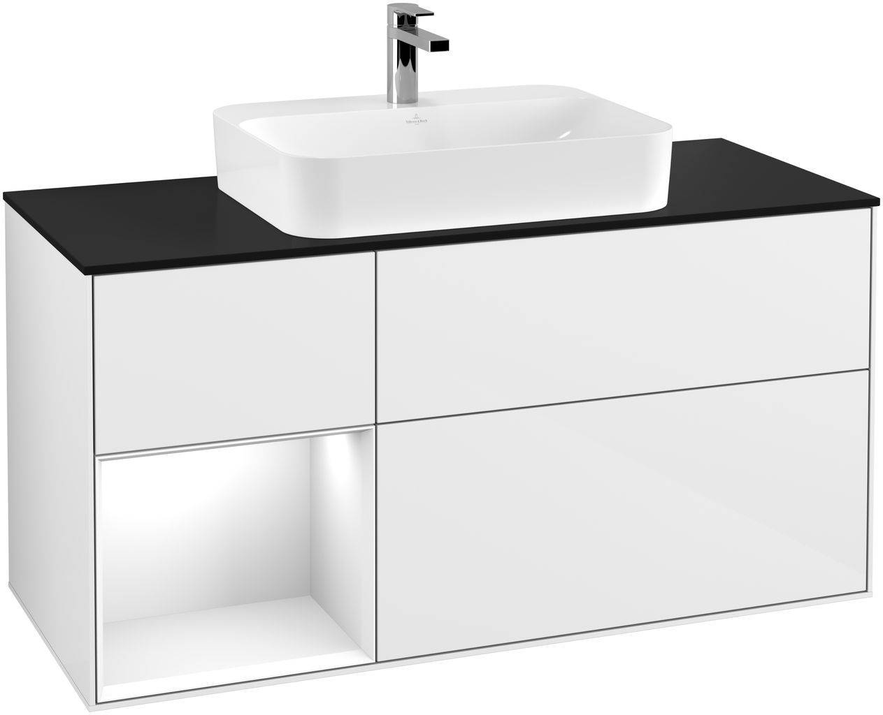 Villeroy & Boch Finion Waschtischunterschrank 1200 x 603 x 501mm, Abdeckplatte schwarz matt