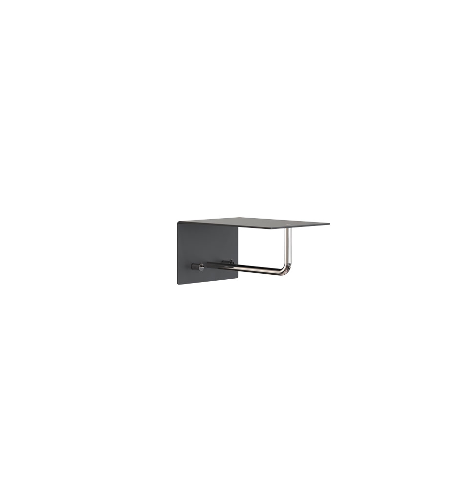 UNU Wandgarderobe 4016 mit 2 Haken schwarz matt/edelstahl poliert