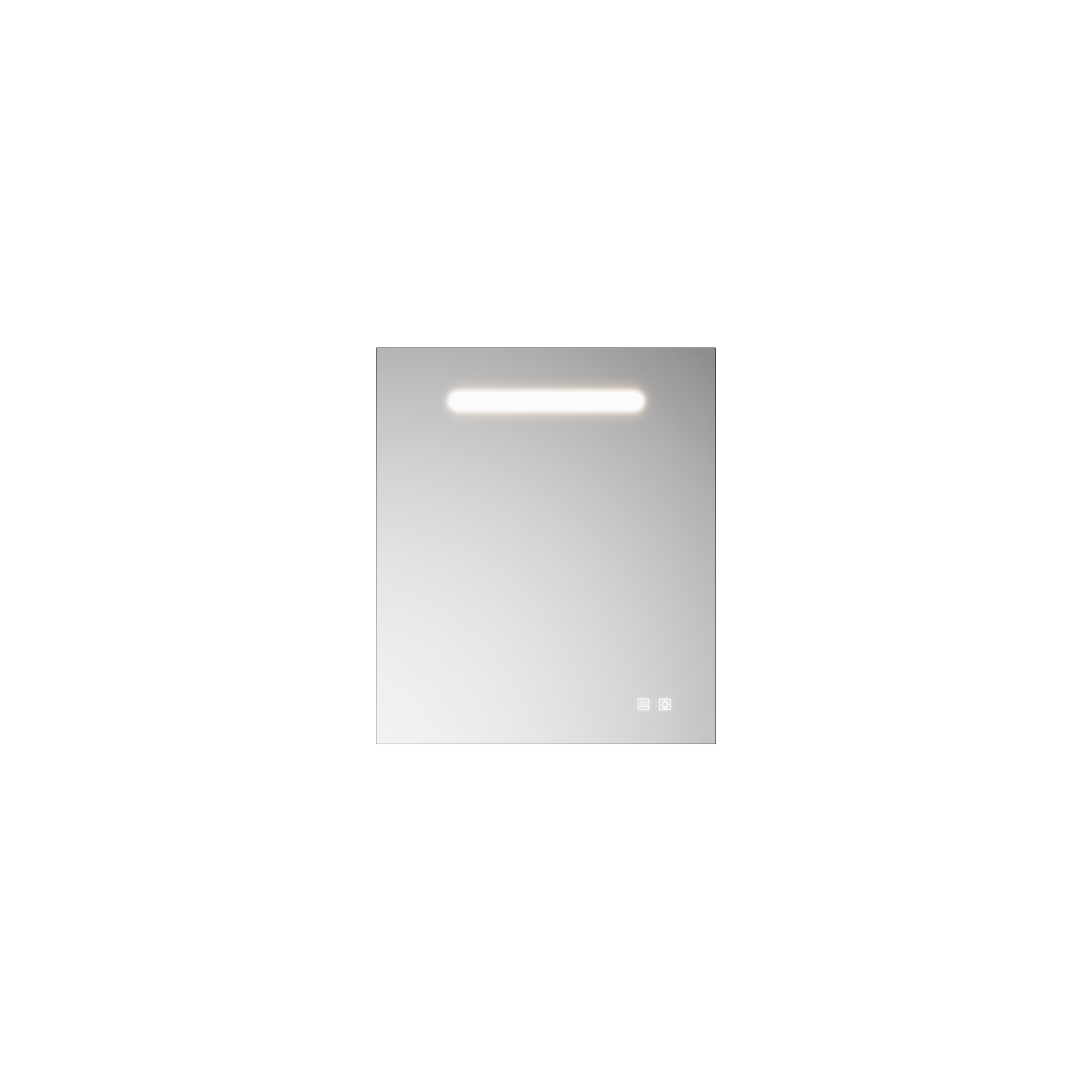Moderner quadratischer Spiegel mit LED-Licht und Touch-Symbo