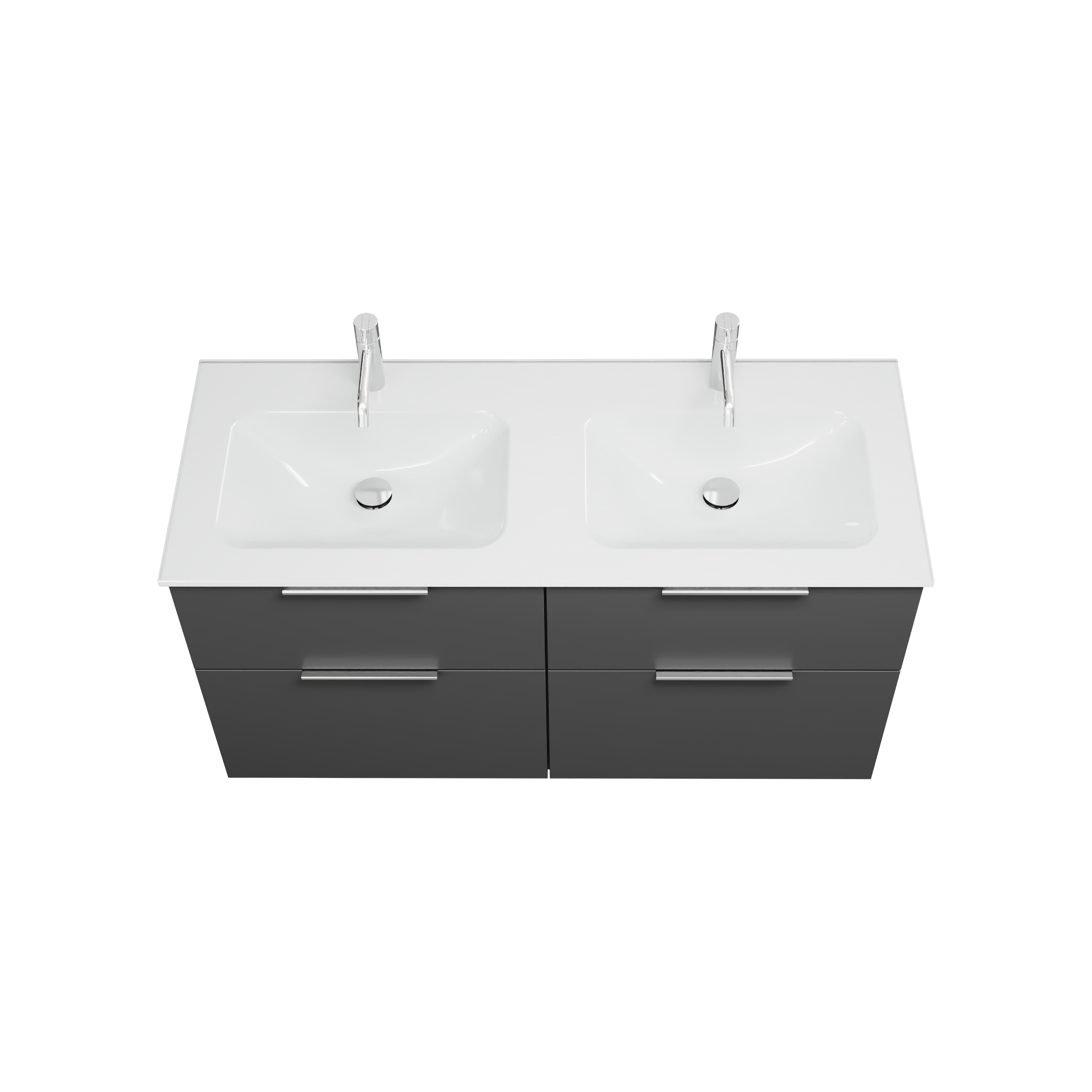 burgbad Eqio Badmöbel-Set SEYY122 mit Glas-Waschtisch, Dunkelgrau Matt/Weiß