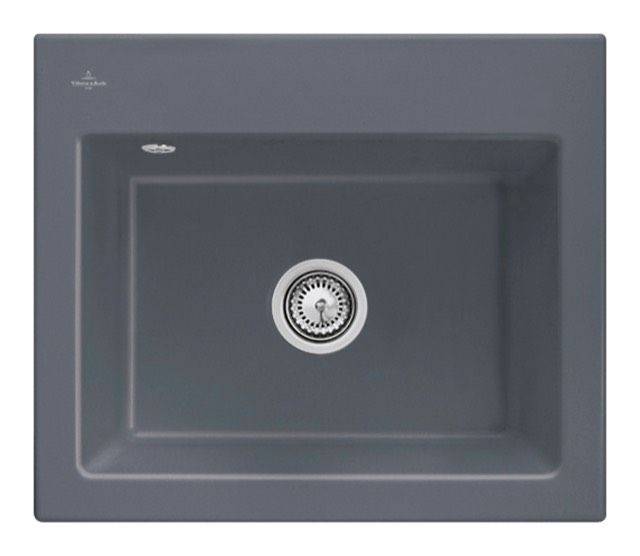 Villeroy & Boch Subway 60 S Flat Küchenspüle, mit Ablaufgarnitur mit Handbetätigung, 565 x 475mm