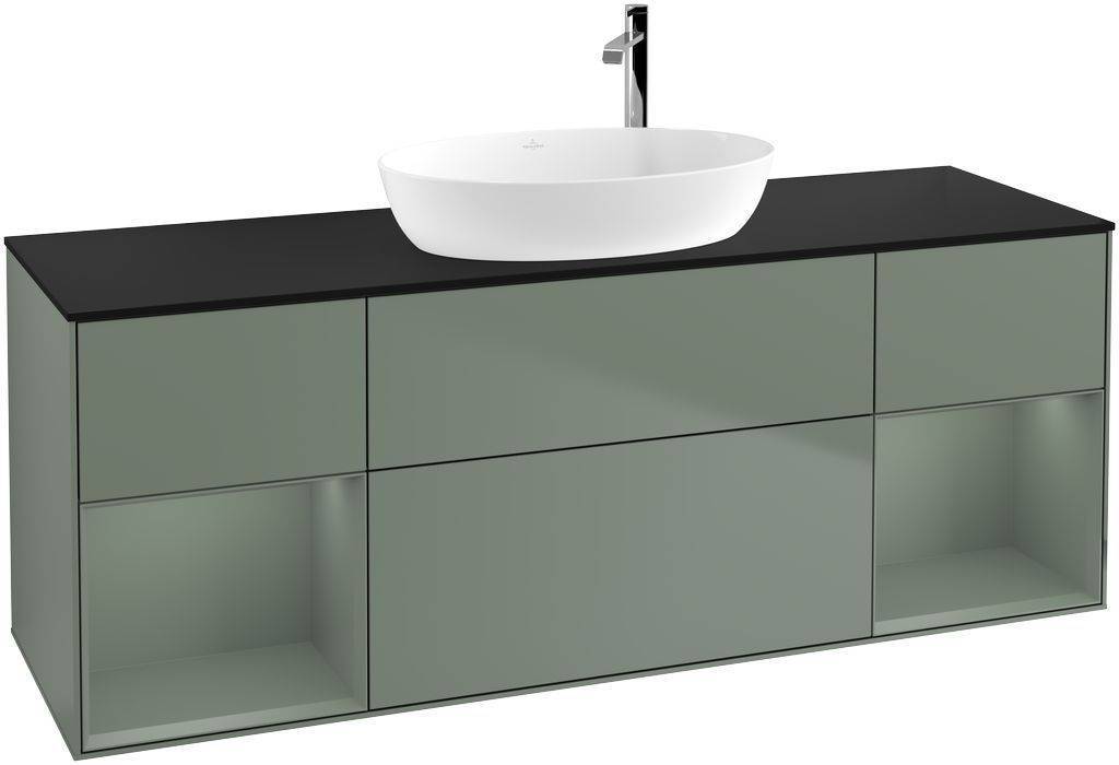 Villeroy & Boch Finion Waschtischunterschrank 1600 x 603 x 501mm, Abdeckplatte schwarz matt