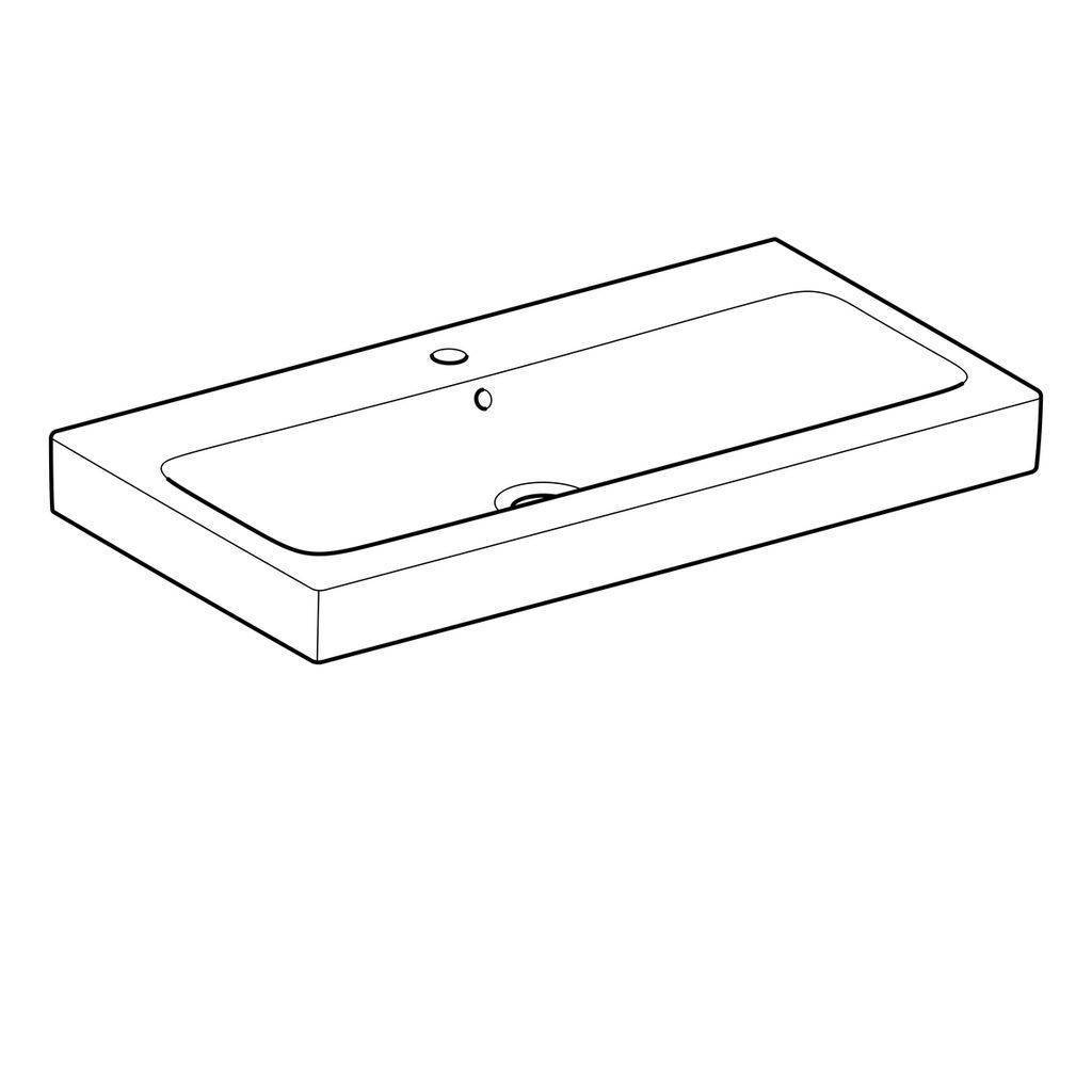 iCon Waschtisch, 900 x 485mm, mit Hahnloch, mit Überlauf