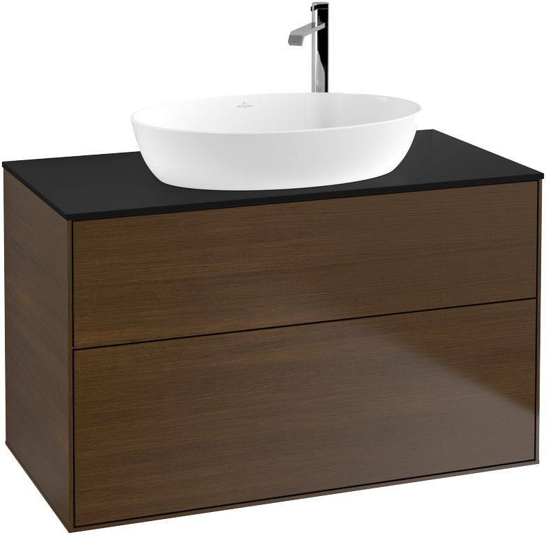 Villeroy & Boch Finion Waschtischunterschrank 1000 x 603 x 501mm, Abdeckplatte schwarz matt
