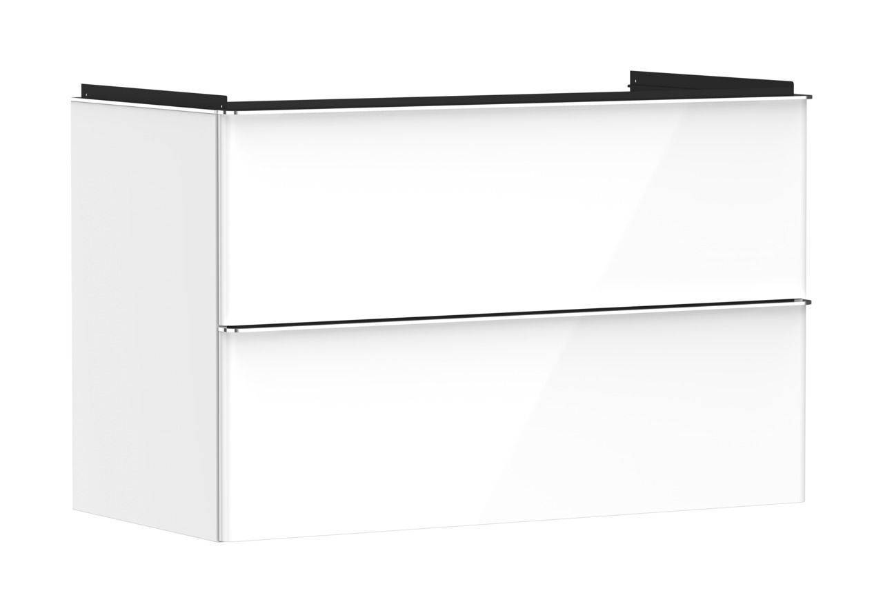 Xelu Q vanity unit 980mm high-gloss white body, chrome handle