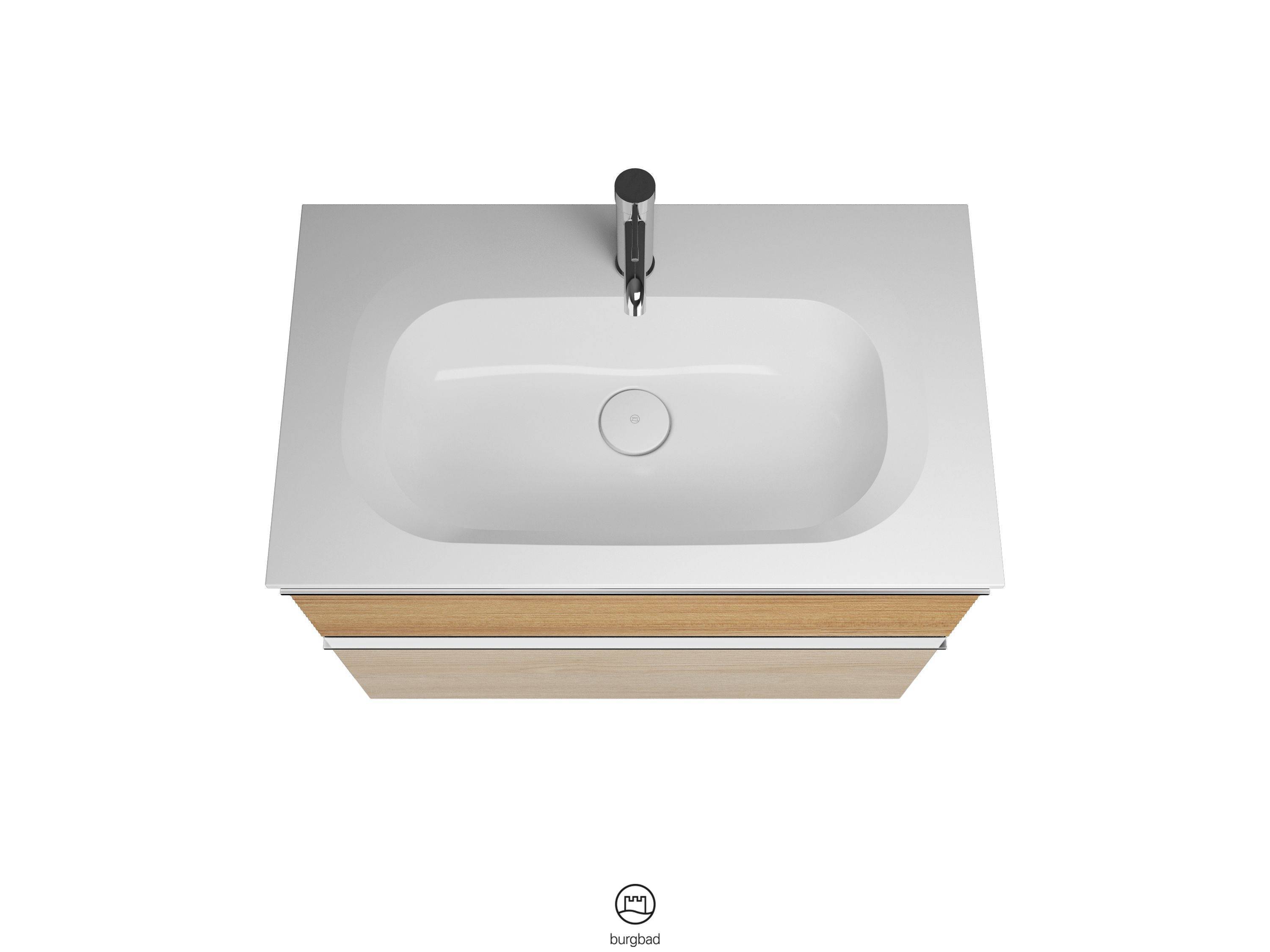 burgbad Fiumo Waschtisch mit Waschtischunterschrank Eiche Dekor Cashmere/tectona dekor zimt