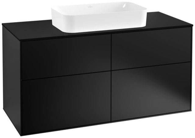 Villeroy & Boch Finion Waschtischunterschrank 1200 x 603 x 501mm, Abdeckplatte schwarz matt