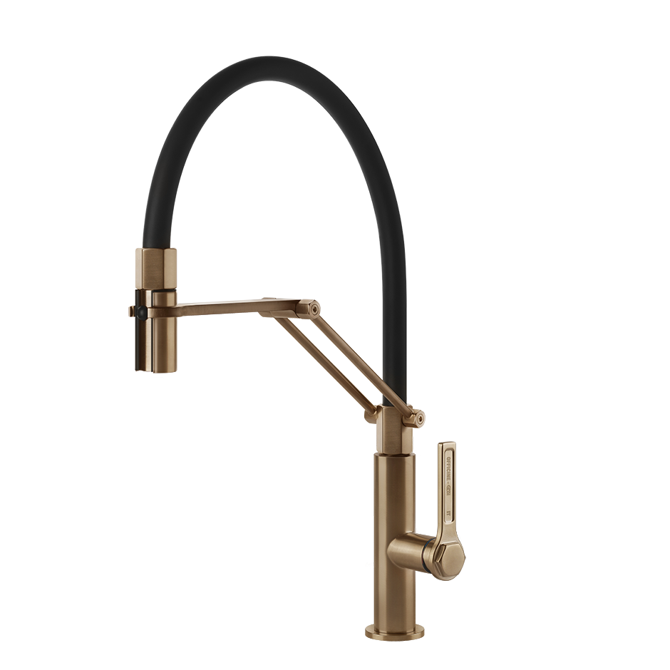 Gessi OFFICINE Semi-Pro Einhebel-Küchenmischer, warm bronze gebürstet PVD