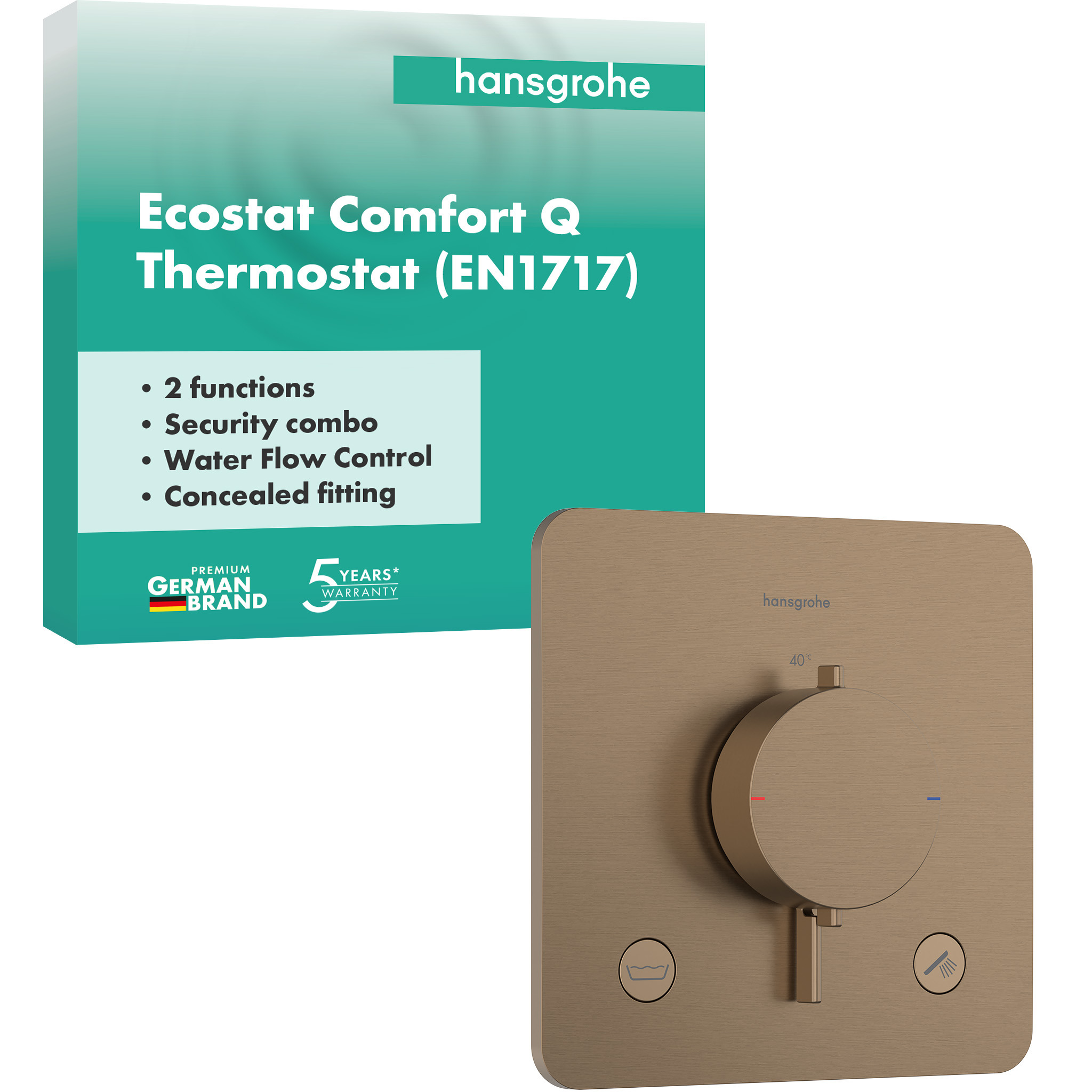 Ecostat Comfort Q Thermostat Unterputz für 2 Funktionen  mit integrierter Sicherungskombination