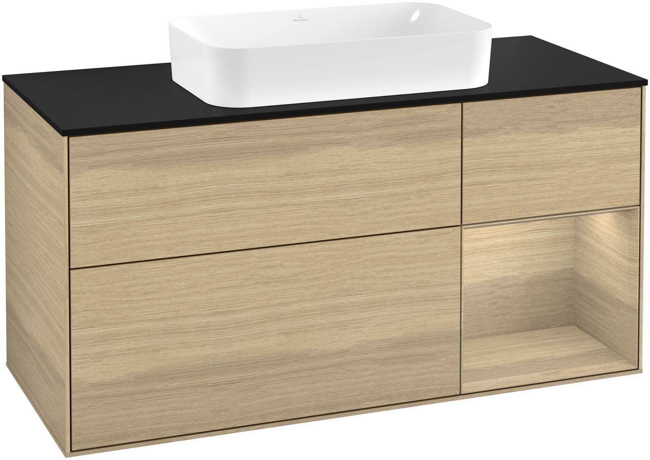 Villeroy & Boch Finion Waschtischunterschrank 1200 x 603 x 501mm, Abdeckplatte schwarz matt