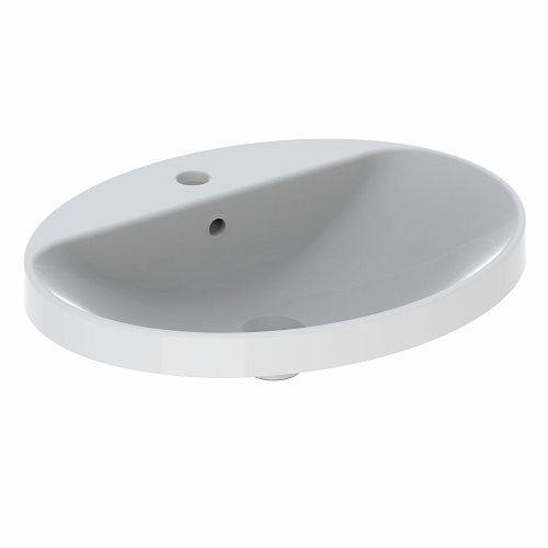 VariForm Einbauwaschtisch, oval, 600 x 480mm, mit Hahnloch, mit Überlauf